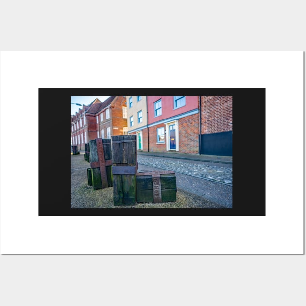 Wooden statues along Quayside, Norwich Wall Art by yackers1